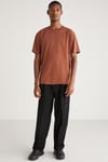 ASTONS Basic Relaxed Koyu Kahverengi Tekli T-Shirt