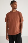 ASTONS Basic Relaxed Koyu Kahverengi Tekli T-Shirt