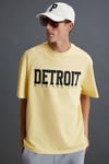 ATLANTA Erkek %100 Pamuklu Kısa Kollu Baskı Detaylı Sarı T-Shirt
