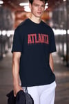 ATLANTA Erkek %100 Pamuklu Kısa Kollu Baskı Detaylı Lacivert T-Shirt
