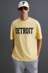 ATLANTA Erkek %100 Pamuklu Kısa Kollu Baskı Detaylı Sarı T-Shirt