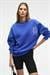 AUDRA Kadın Oversize Yuvarlak Yaka Nakış Detaylı Mavi Sweatshirt