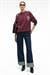 AUDRA Kadın Oversize Yuvarlak Yaka Nakış Detaylı Bordo Sweatshirt