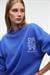 AUDRA Kadın Oversize Yuvarlak Yaka Nakış Detaylı Mavi Sweatshirt