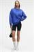 AUDRA Kadın Oversize Yuvarlak Yaka Nakış Detaylı Mavi Sweatshirt