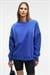 AUDRA Kadın Oversize Yuvarlak Yaka Nakış Detaylı Mavi Sweatshirt