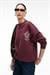 AUDRA Kadın Oversize Yuvarlak Yaka Nakış Detaylı Bordo Sweatshirt