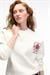 AUDRA Kadın Oversize Yuvarlak Yaka Nakış Detaylı Beyaz Sweatshirt