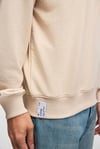 AUGUST Erkek %100 Pamuk Yarım Fermuarlı Yakalı Cepli Süs Etiketli Bej Sweatshirt
