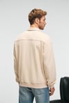 AUGUST Erkek %100 Pamuk Yarım Fermuarlı Yakalı Cepli Süs Etiketli Bej Sweatshirt