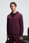 AVENER Erkek Kapüşonlu Baskılı Fermuarlı Bordo Sweatshirt
