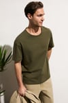 AXION Erkek %100 Organik Pamuklu Yuvarlak Yakalı Regular Fit Haki T-Shirt