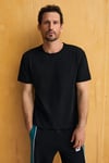 AXION Erkek %100 Organik Pamuklu Yuvarlak Yakalı Regular Fit Siyah T-Shirt
