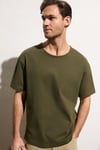 AXION Erkek %100 Organik Pamuklu Yuvarlak Yakalı Regular Fit Haki T-Shirt