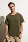 AXION Erkek %100 Organik Pamuklu Yuvarlak Yakalı Regular Fit Haki T-Shirt