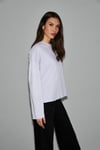 BASIL Kadını Oversize %100 Organik Pamuk Örme Uzun Kol Lila T-Shirt