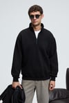 BAXTER Erkek Dik Yakalı Fermuarlı Relaxed Siyah Sweatshirt