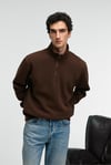 BAXTER Erkek Dik Yakalı Fermuarlı Relaxed Kahverengi Sweatshirt
