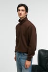 BAXTER Erkek Dik Yakalı Fermuarlı Relaxed Kahverengi Sweatshirt
