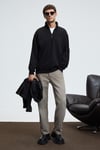 BAXTER Erkek Dik Yakalı Fermuarlı Relaxed Siyah Sweatshirt