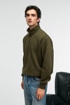 BAXTER Erkek Dik Yakalı Fermuarlı Relaxed Koyu Haki Sweatshirt