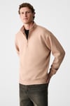 BAXTER Erkek Dik Yakalı Fermuarlı Relaxed Vizon Sweatshirt