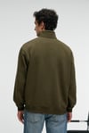 BAXTER Erkek Dik Yakalı Fermuarlı Relaxed Koyu Haki Sweatshirt