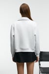 BELLE Kadın Nakış Detaylı Yarım Fermuarlı Dik Yakalı Regular Fit Grimelanj Sweatshirt