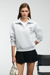 BELLE Kadın Nakış Detaylı Yarım Fermuarlı Dik Yakalı Regular Fit Grimelanj Sweatshirt