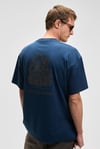 BENFICA Erkek %100 Organik Pamuk Baskı Detaylı Oversize Kısa Kol Bisiklet Yaka Lacivert T-Shirt