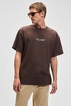 BENZO Erkek Ön Arka Baskı Detaylı %100 Organik Pamuk Oversize Kısa Kollu Koyu Kahverengi T-Shirt