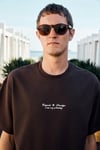 BENZO Erkek Ön Arka Baskı Detaylı %100 Organik Pamuk Oversize Kısa Kollu Koyu Kahverengi T-Shirt