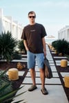 BENZO Erkek Ön Arka Baskı Detaylı %100 Organik Pamuk Oversize Kısa Kollu Koyu Kahverengi T-Shirt