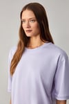 Betsy Kadın %100 Pamuk Bisiklet Yaka Kısa Kollu Fit Relaxed Lila T-Shirt