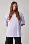 Betsy Kadın %100 Pamuk Bisiklet Yaka Kısa Kollu Fit Relaxed Lila T-Shirt