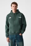 BLAISE Erkek Önü Ve Sırtı Baskılı Kapüşonlu Kordonlu Kanguru Cepli Regular Fit Yeşil Sweatshirt
