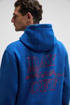 BLAISE Erkek Önü Ve Sırtı Baskılı Kapüşonlu Kordonlu Kanguru Cepli Regular Fit Mavi Sweatshirt