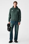 BLAISE Erkek Önü Ve Sırtı Baskılı Kapüşonlu Kordonlu Kanguru Cepli Regular Fit Yeşil Sweatshirt