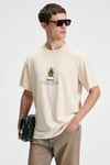 BOLD Erkek %100 Pamuk Oversize Fit Baskılı Kısa Kollu Yuvarlak Yakalı Vanilya T-Shirt