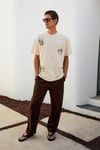 BOLICHE Erkek Bisiklet Yaka %100 Organik Pamuklu Oversize Fit Açık Bej T-Shirt