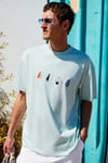 BOLICHE Erkek Bisiklet Yaka %100 Organik Pamuklu Oversize Fit Açık Yeşil T-Shirt