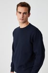 BONELL Erkek %100 Pamuk Relaxed Bisiklet Yaka Uzun Kollu Lacivert Sweatshirt