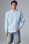 BONELL Erkek %100 Pamuk Relaxed Bisiklet Yaka Uzun Kollu Açık Mavi Sweatshirt