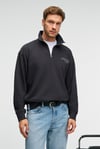BRAM Erkek %100 Pamuk Dik Yakalı Yarım Fermuarlı Baskılı Antrasit Sweatshirt