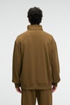 BRAM Erkek %100 Pamuk Dik Yakalı Yarım Fermuarlı Baskılı Haki Sweatshirt