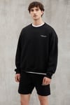 BRYAN Erkek Yumuşacık Kumaşlı 3 İplik Oversize Bol Kesim Yuvarlak Yakalı Baskılı Siyah Sweatshirt
