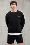 BRYAN Erkek Yumuşacık Kumaşlı 3 İplik Oversize Bol Kesim Yuvarlak Yakalı Baskılı Siyah Sweatshirt