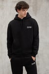 BRYANER Erkek Yumuşacık İçi Polarlı Baskılı Regular Kordonlu Siyah Sweatshirt