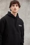 BRYANER Erkek Yumuşacık İçi Polarlı Baskılı Regular Kordonlu Siyah Sweatshirt