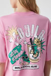 CAITLYN Kadın Oversize Bisiklet Yaka Pembe T-Shirt